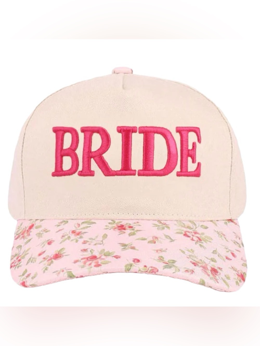 New Zenana Two Tone "Bride" Floral Cap Women's Embroidered Trucker Hat